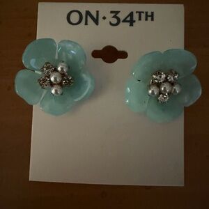 Aqua Flower Earrings on34th NWT